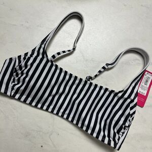Xhilaration Black White Striped Bikini Top Small